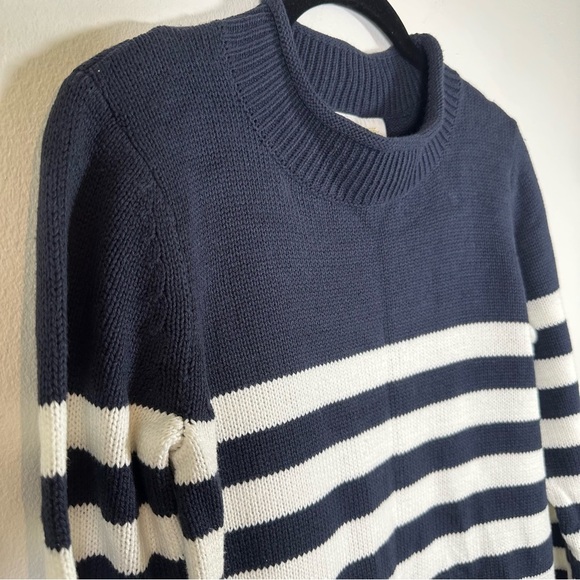 NWT Sail to Sable x Tuckernuck Navy Ivory Roll Neck Nautical Striped Sweater S - Picture 4 of 11